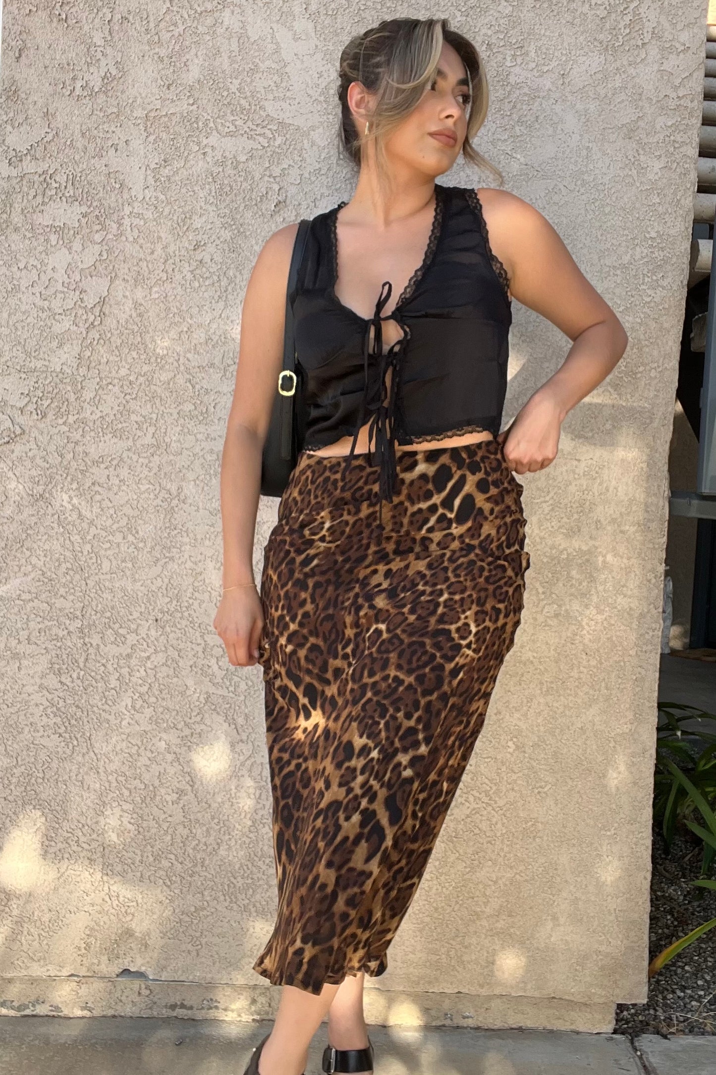 Good Aura Leopard Maxi Skirt