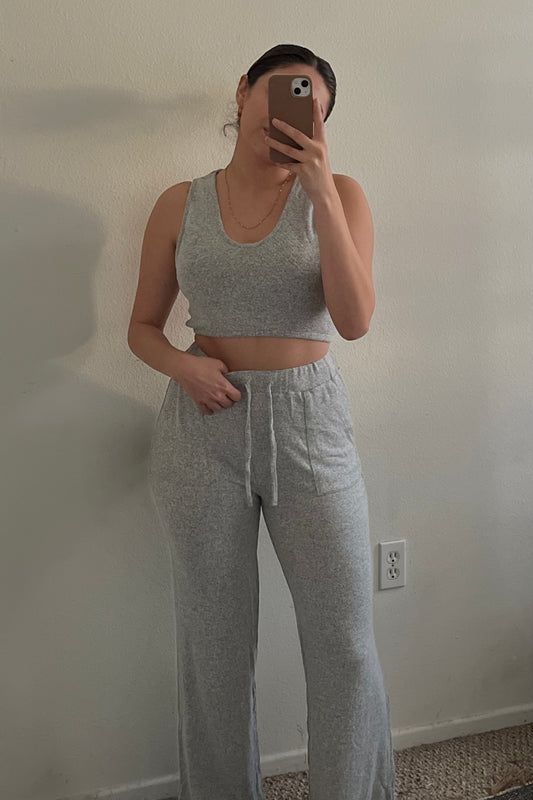 Keep Me Cozy Lounge Set- Grey