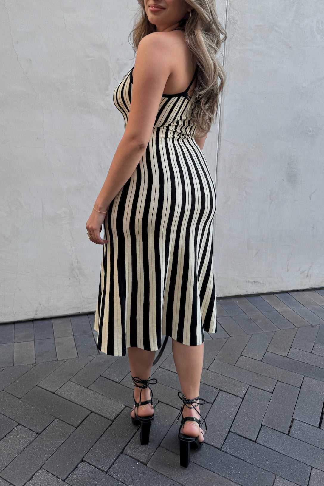 Old Money Stripped Knit Midi Dress