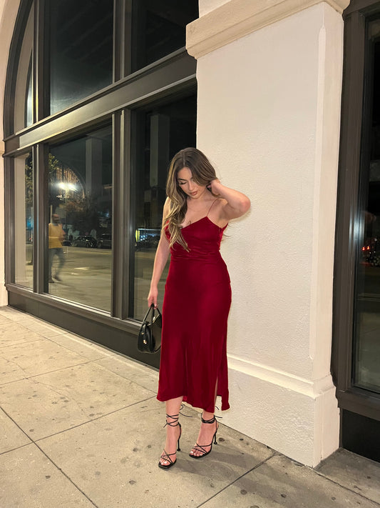 Under The City Lights Velvet Maxi Dress