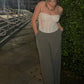 She Will Not Fail Woven Wide Leg Trousers- Olive Grey