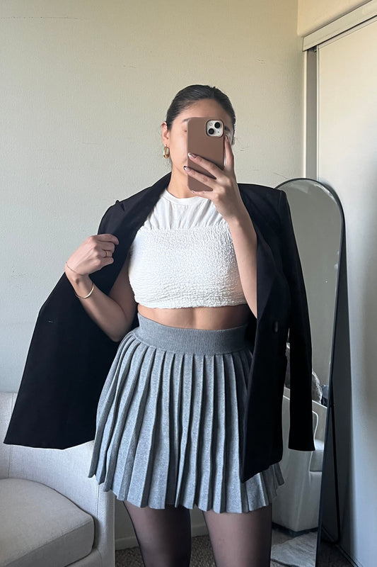 I Mean Business Pleated Knit Skirt