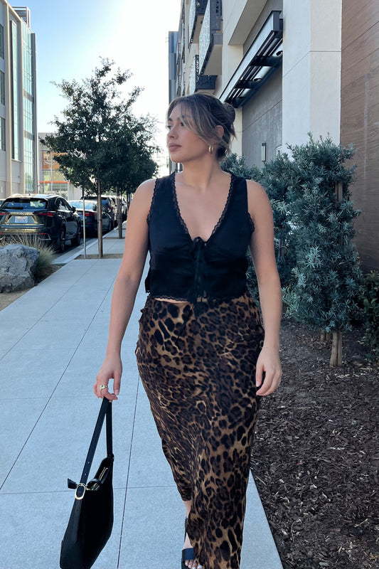 Good Aura Leopard Maxi Skirt